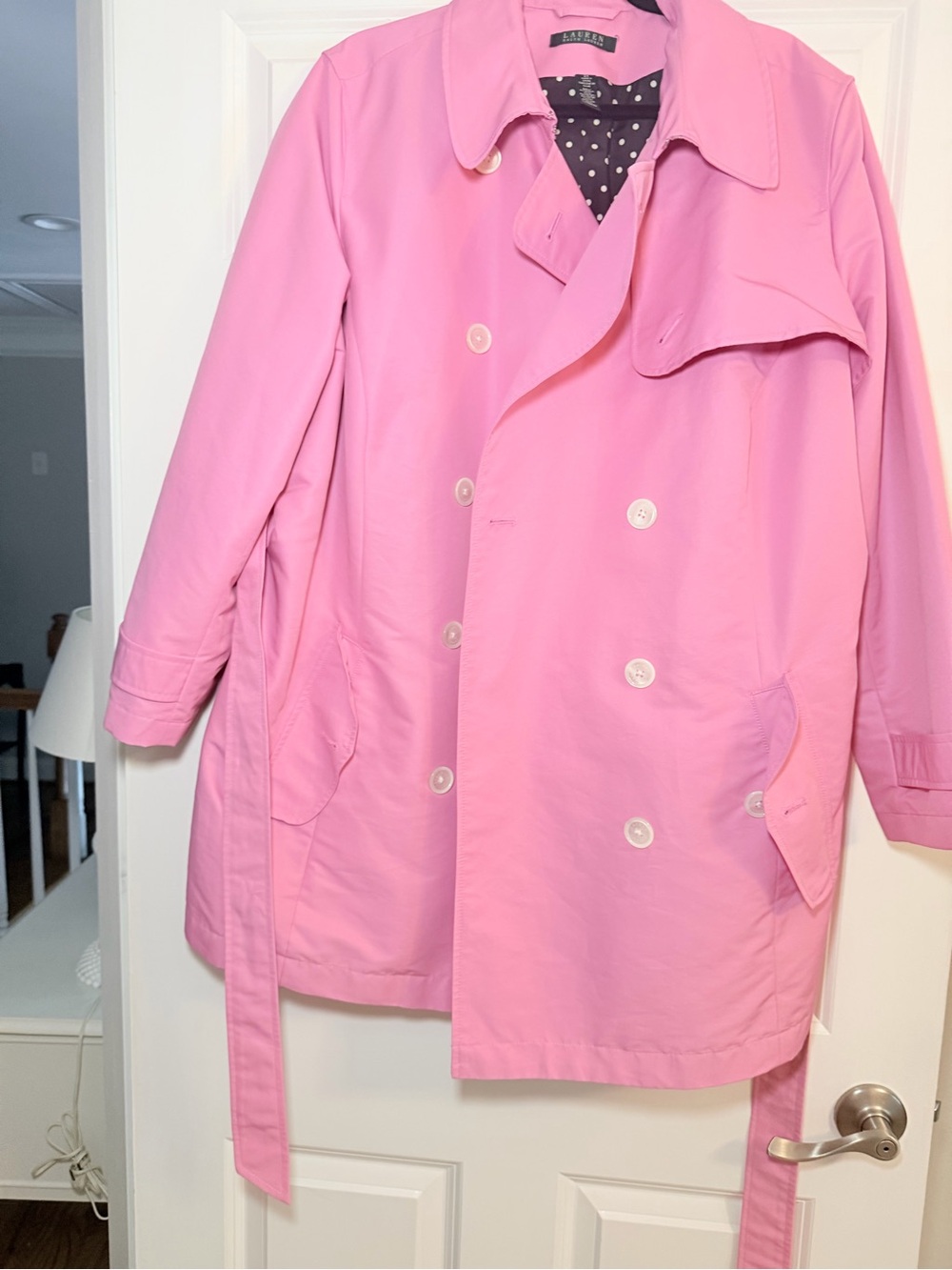 Women’s Ralph Lauren Plus Size Pink Trench Coat Jacket with Belt - Picture 2 of 4